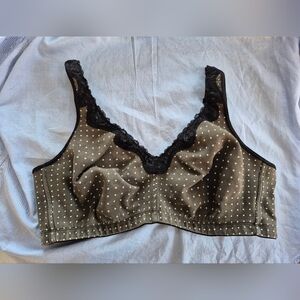 Voglio Cotton Wireless Bra Green With Polka Dots Size 44D